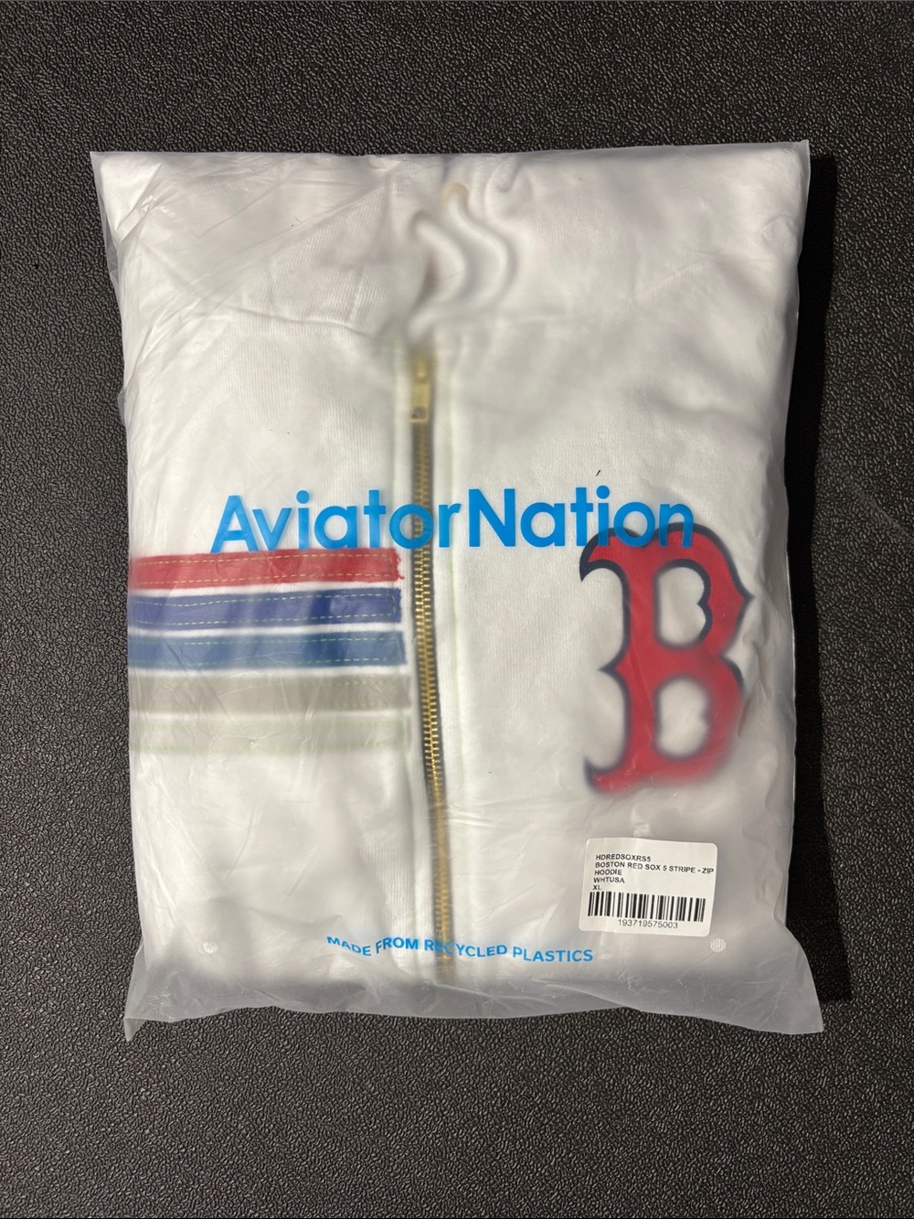 New! Aviator Nation Red Sox 5 Stripe Zip Hoodie